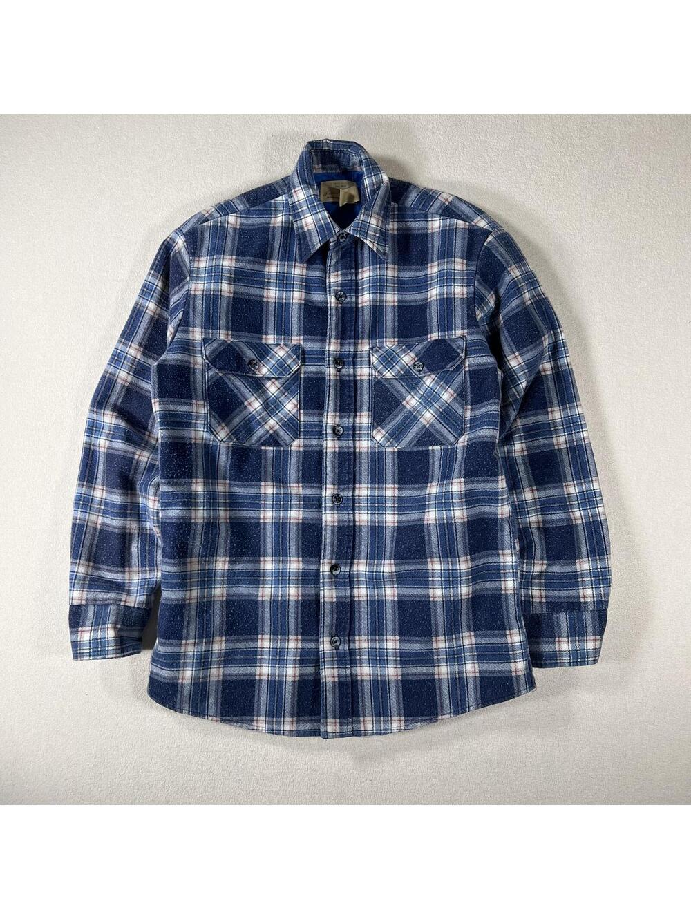 Vintage Sears lined 70s blue flannel shirt